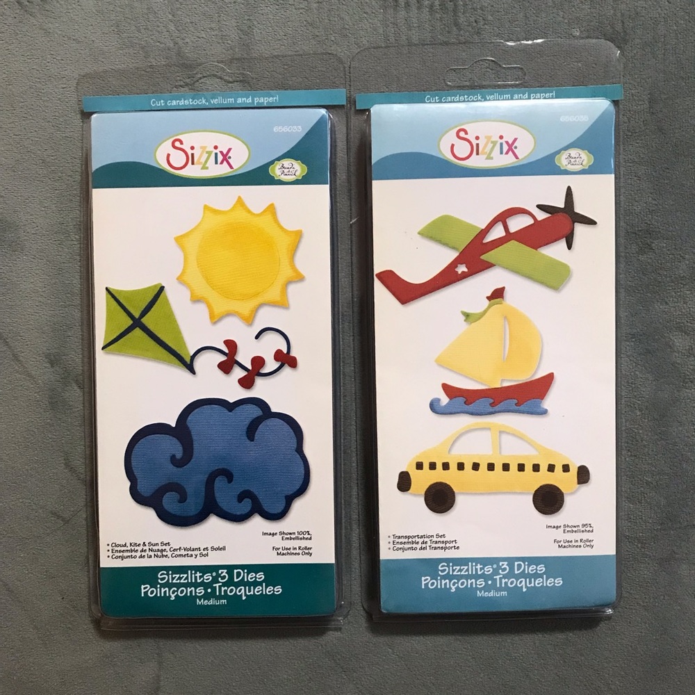Sizzix Boy theme MEDIUM sizzlits set (transportation, cloud, kite, sun)